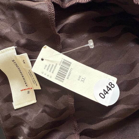 By Anthropologie Sleeveless Cowl-Neck Burnout Slip Midi Dress Brown Size XL - Picture 9 of 9